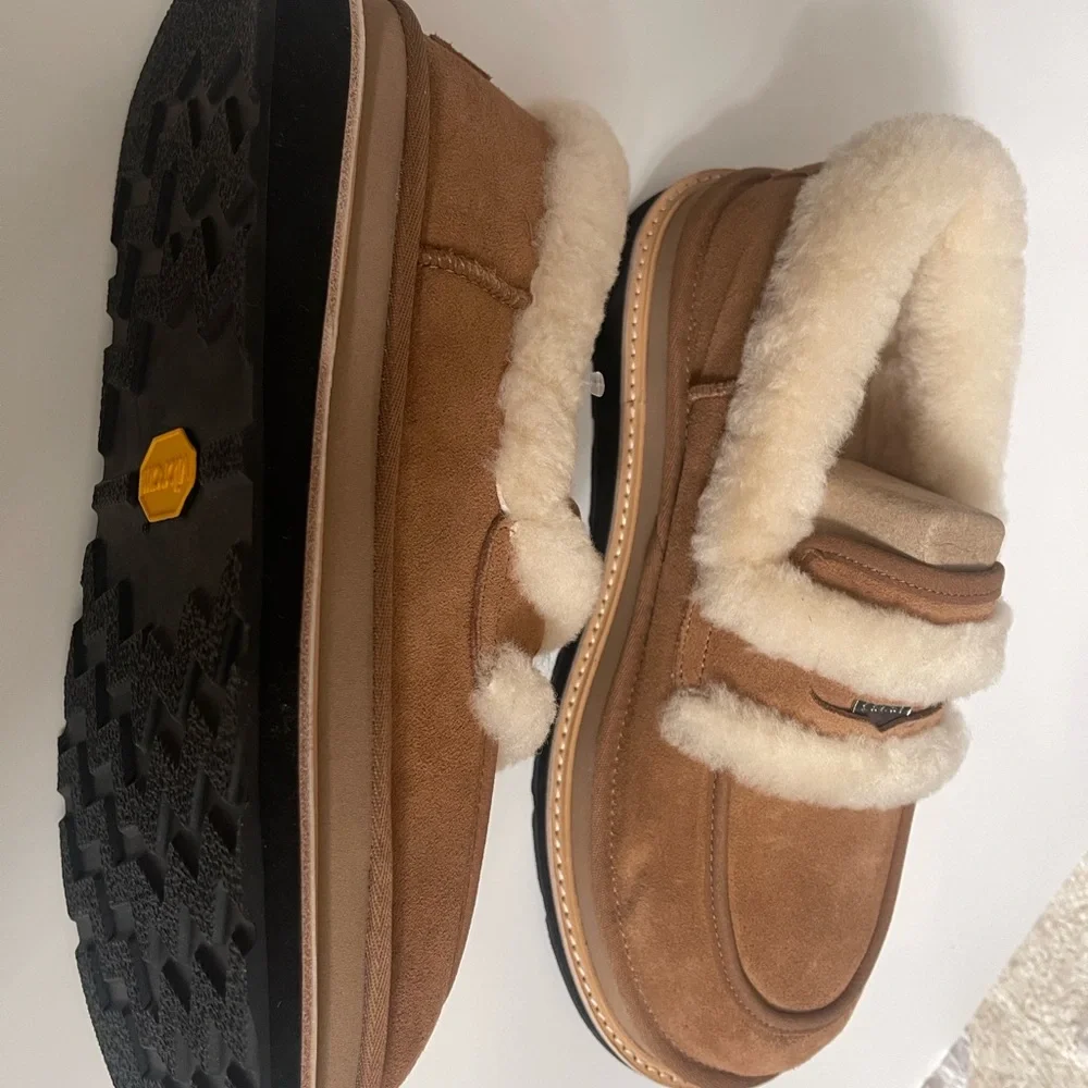 UGG x SACAI Tan Shearling Loafers - Chestnut - Picture 10 of 16